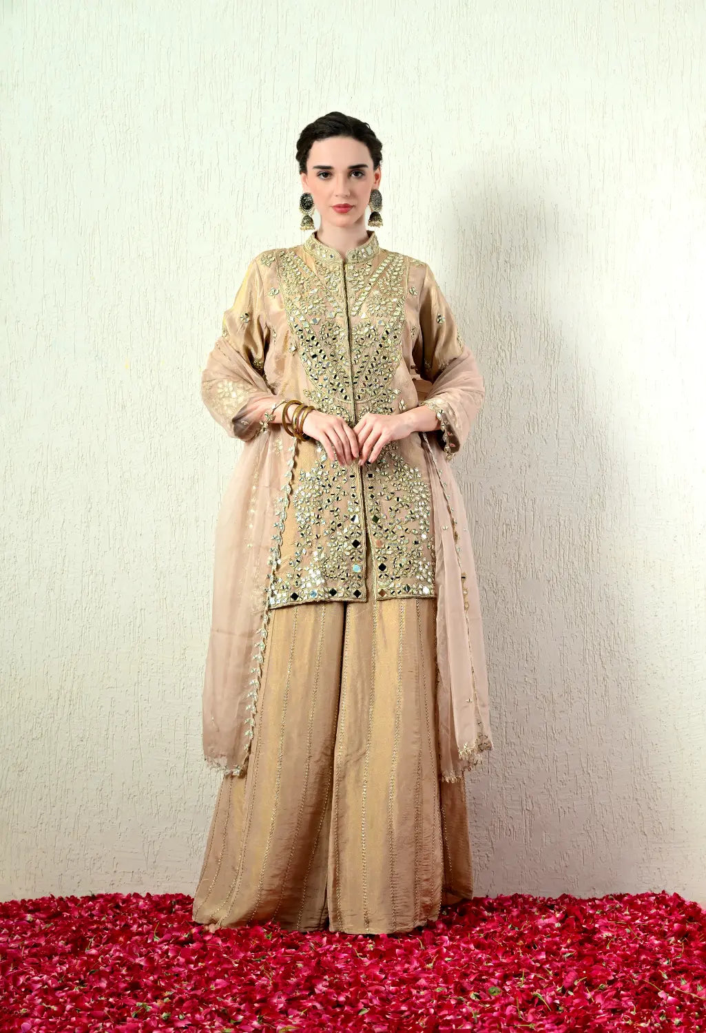 Sand Colour Blouse and Skirt Set