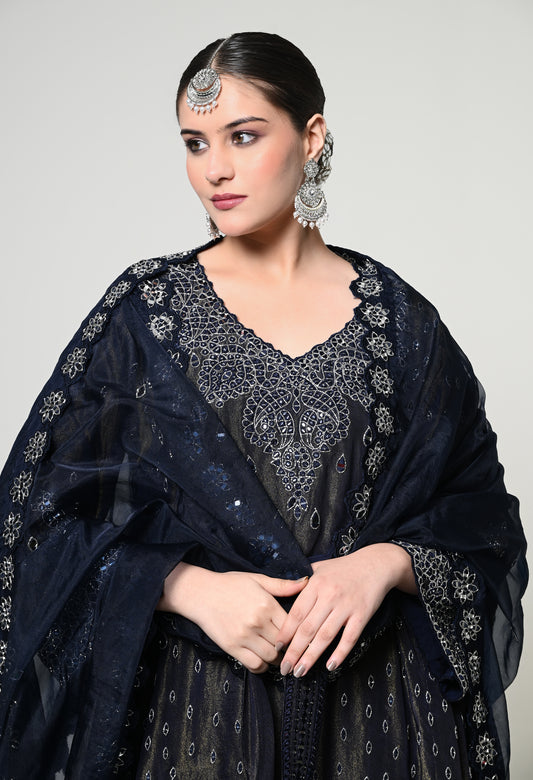 Imperial Blue Patiala Kurta Set