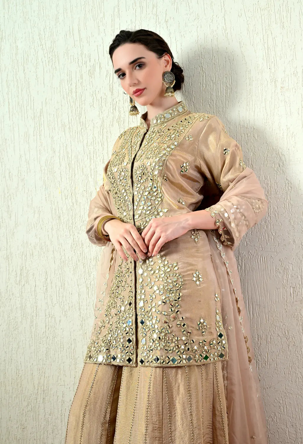Sand Colour Blouse and Skirt Set