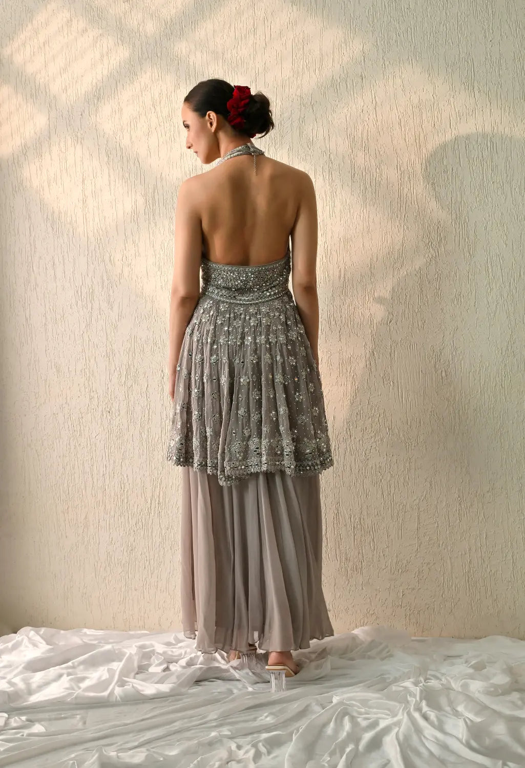 Smoke Grey Peplum Set