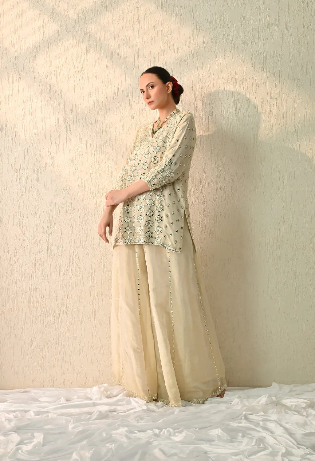 Mirror Short Kurta Sharara Set
