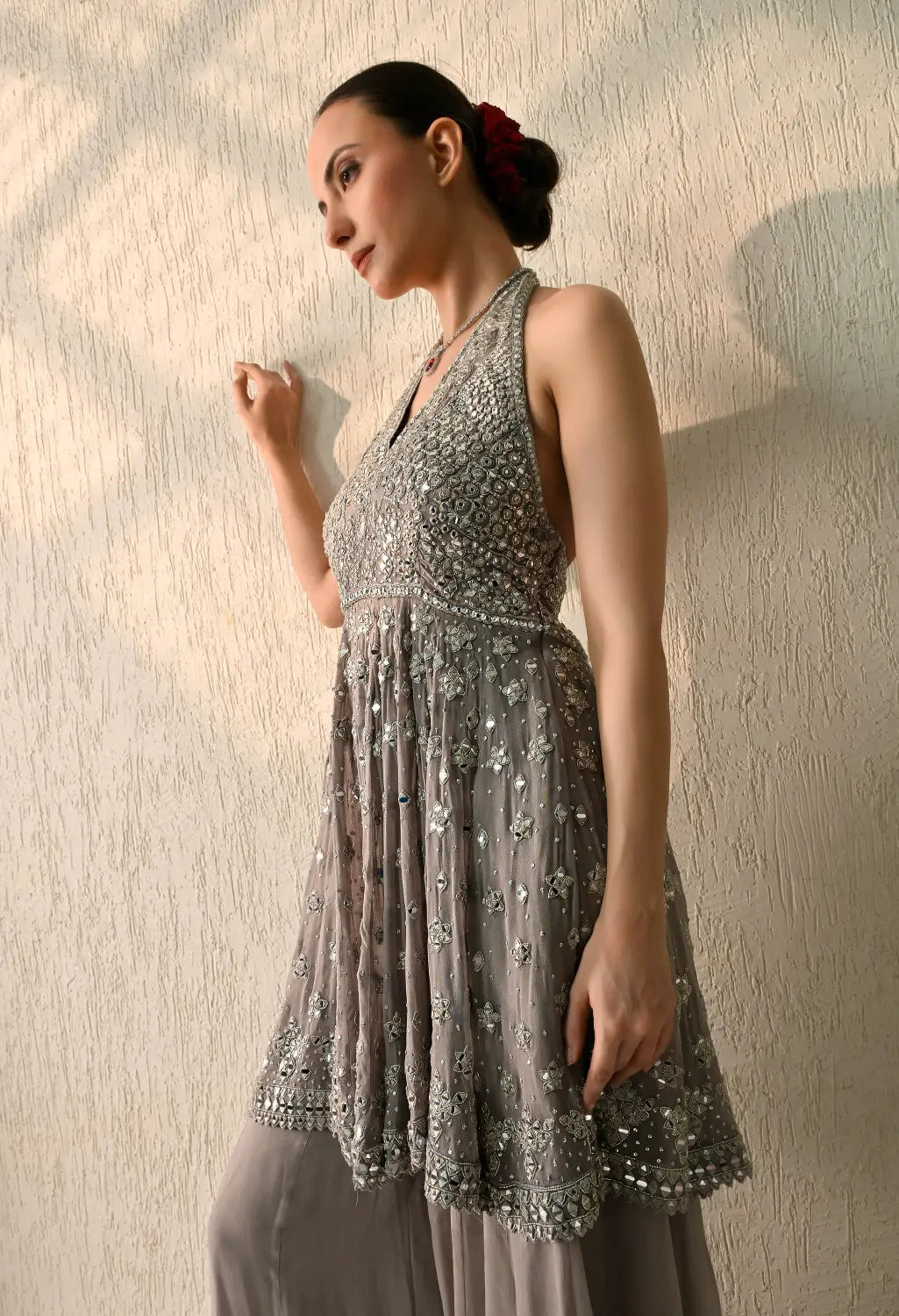 Smoke Grey Peplum Set