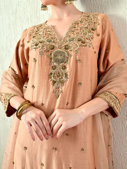 Rose Gold Blouse and Skirt Set