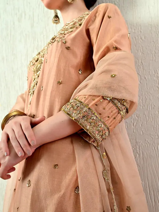 Rose Gold Blouse and Skirt Set