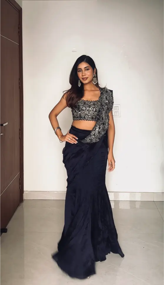 Navy Blue Mirror Work Saree