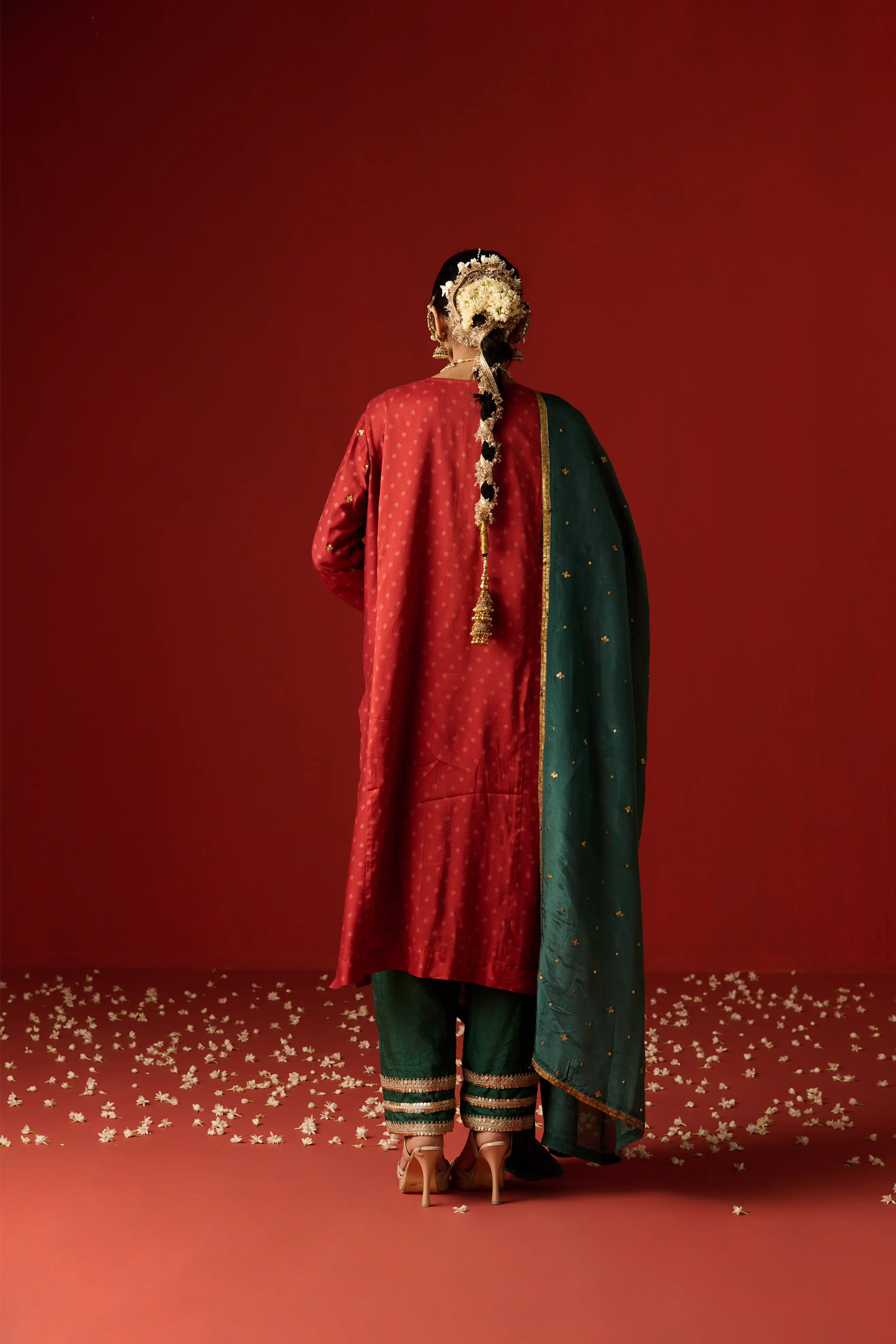 Maroon Chanderi Silk Hand Embroidered & Printed Kurta Set