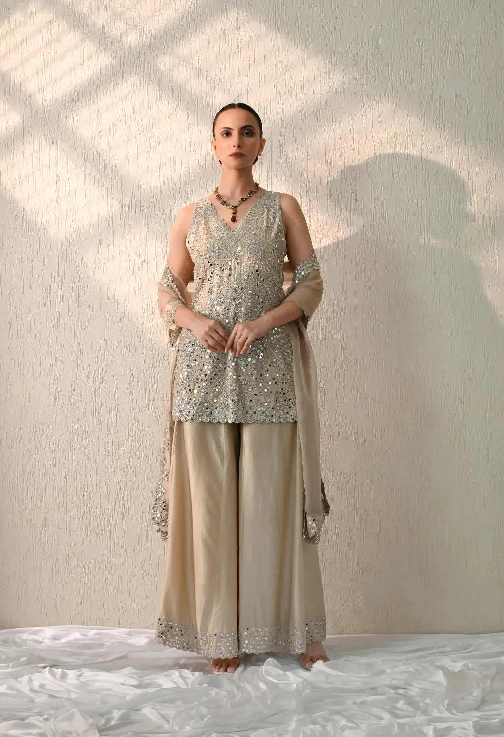 Beige Mirror Kurt Sharara Set