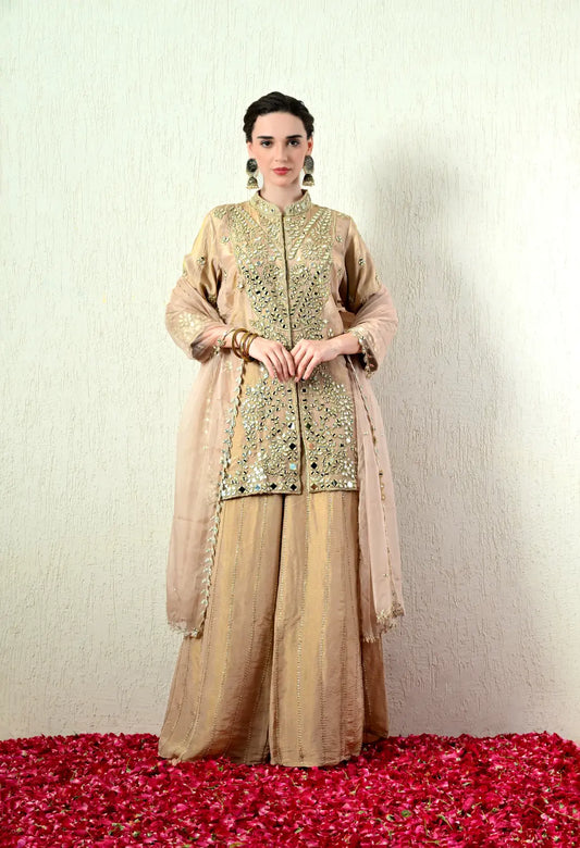 Sand Colour Blouse and Skirt Set