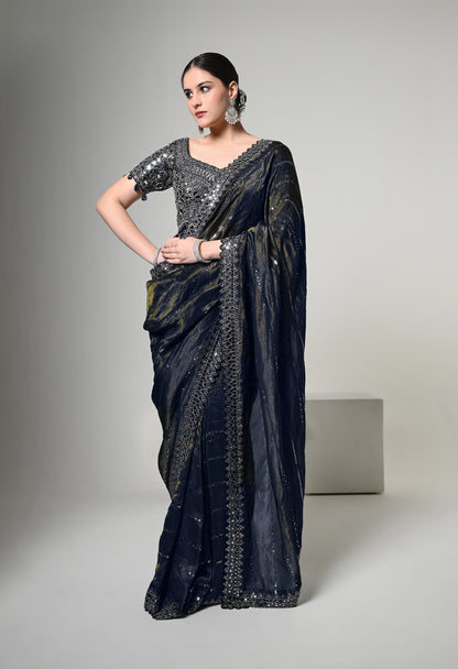 Imperial Blue Celestial Drape Saree