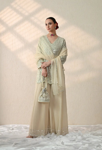 Beige Mirror Kurta Set