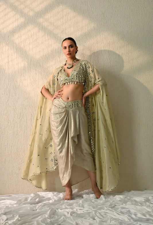 Three Piece Dhoti Cape Set