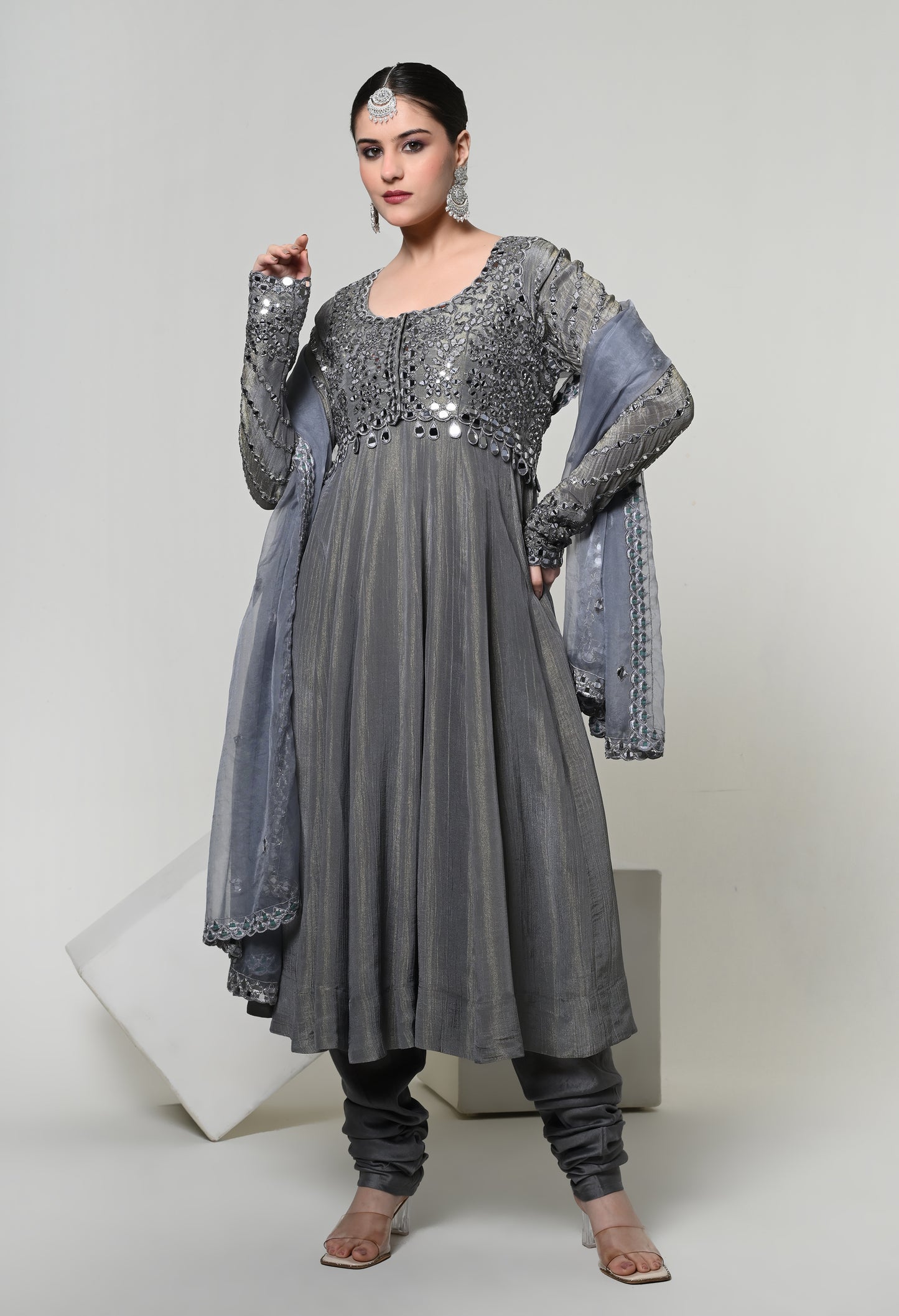 Slate Grey Signature Anarkali Set