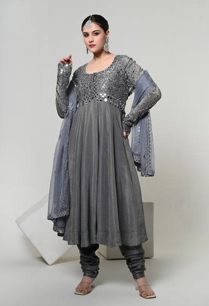 Slate Grey Signature Anarkali Set