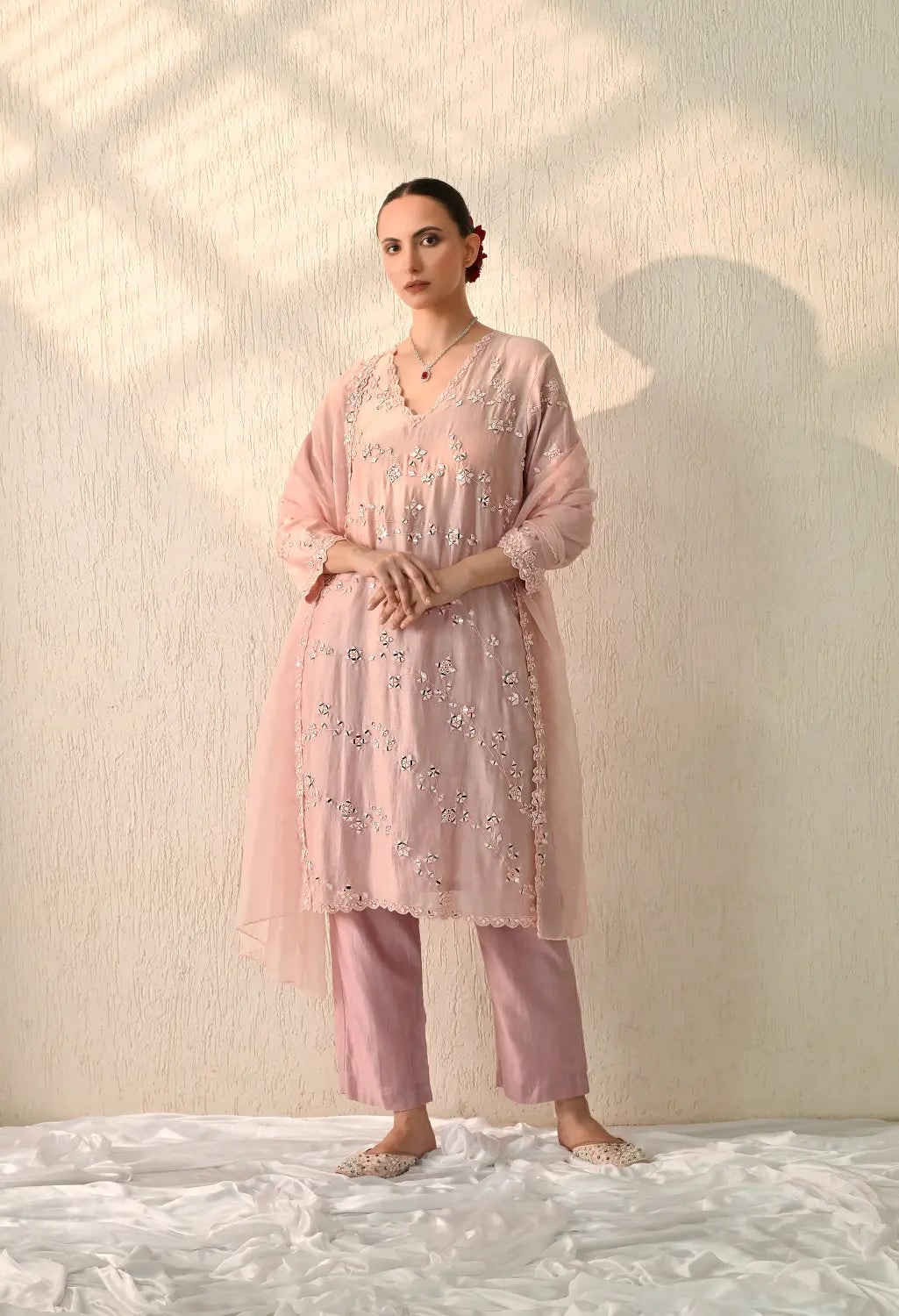 Peach Mirror Kurta Set