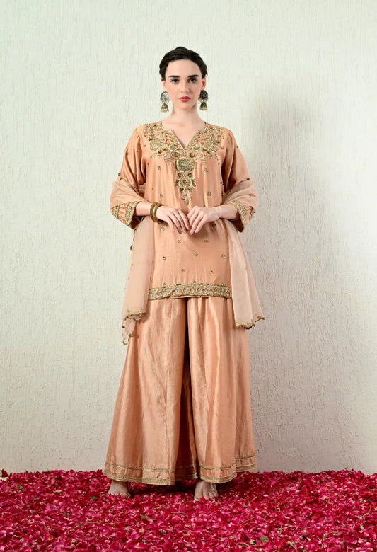 Rose Gold Blouse and Skirt Set