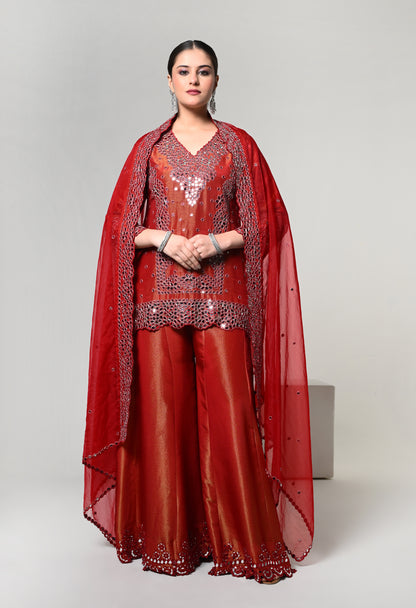 Burnt Sienna Festive Kurta Sharara Set