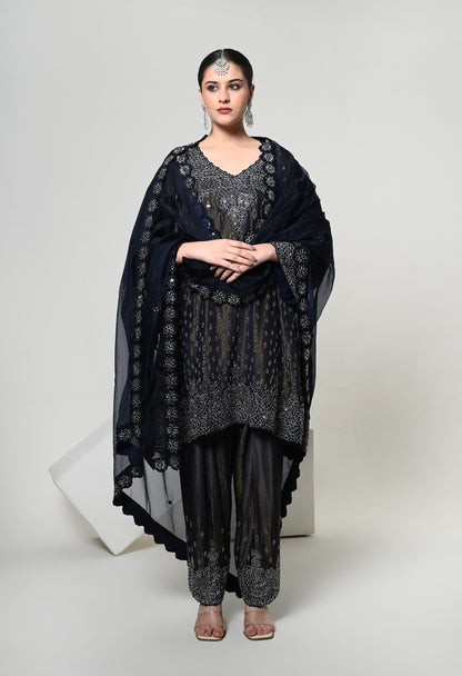 Imperial Blue Patiala Kurta Set