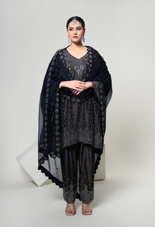 Imperial Blue Patiala Kurta Set