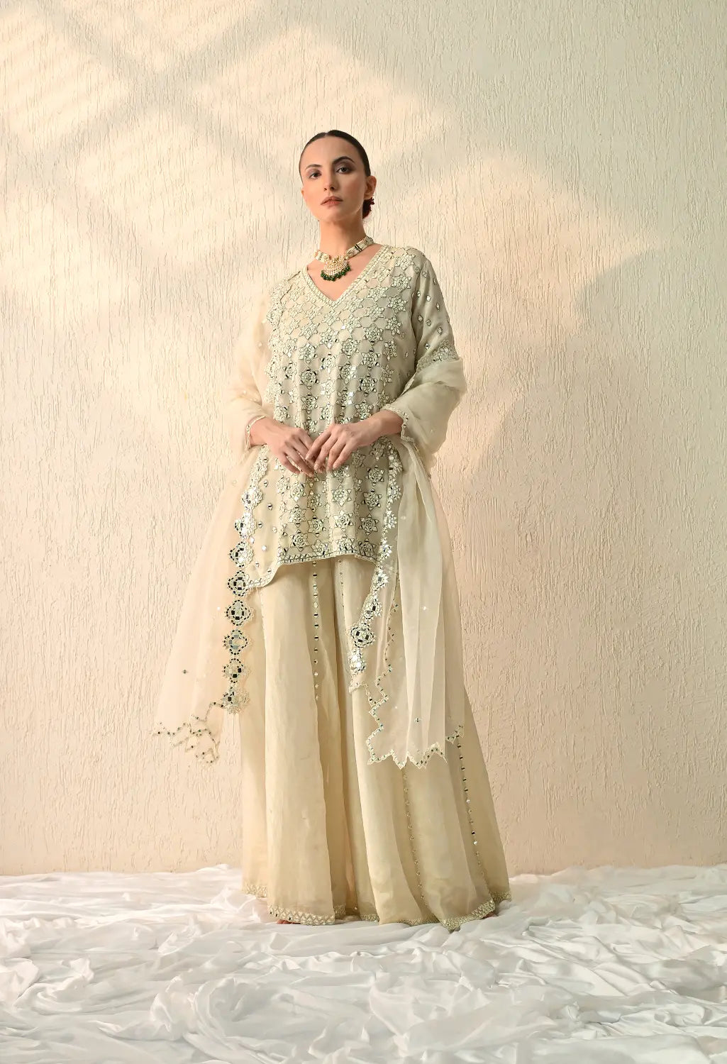 Mirror Short Kurta Sharara Set