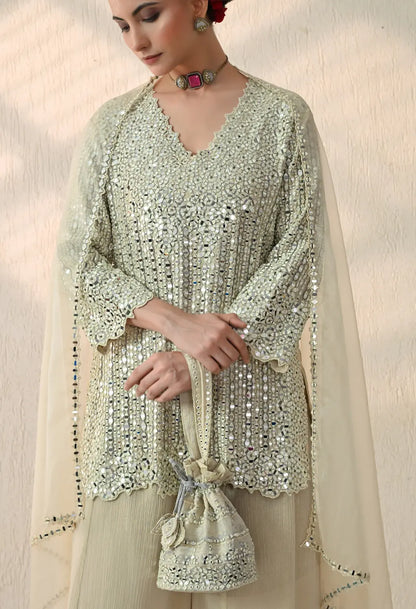 Beige Mirror Kurta Set