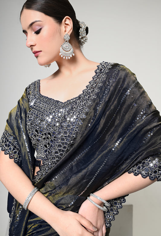Imperial Blue Celestial Drape Saree