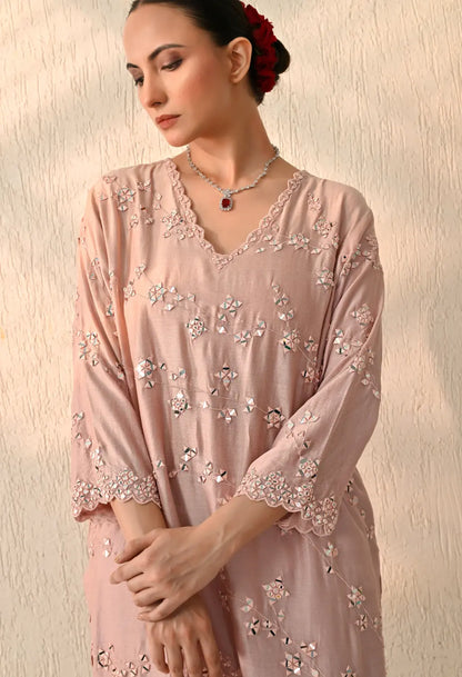 Peach Mirror Kurta Set