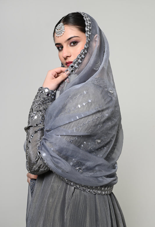 Slate Grey Signature Anarkali Set