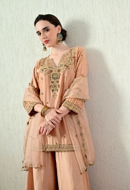 Rose Gold Blouse and Skirt Set