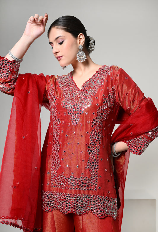 Burnt Sienna Festive Kurta Sharara Set