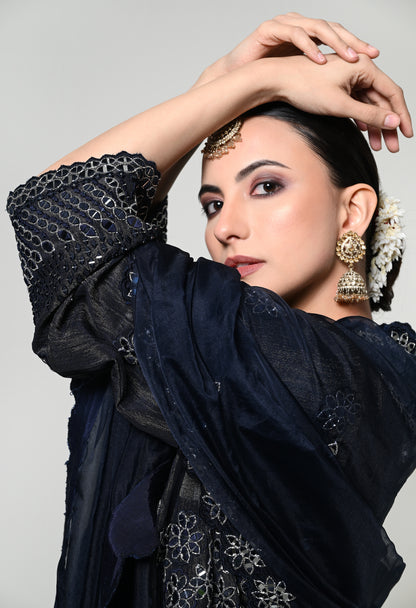 Imperial Blue Classic Mirror Work Kurta Set