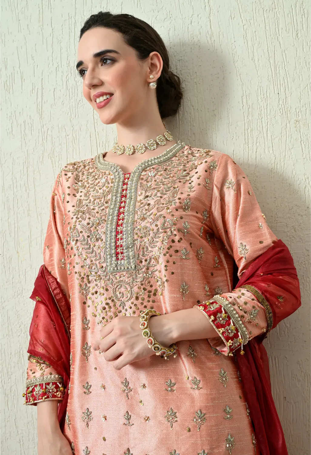 Peach Kurta Set