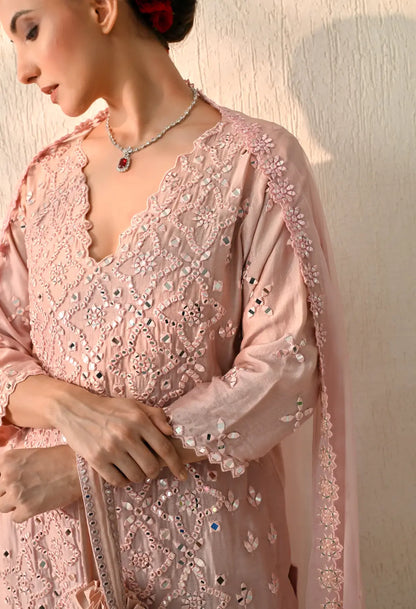 Peach Mirror Kurta Set