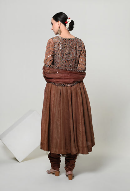 Indian Tan Ceremonial Anarkali Set