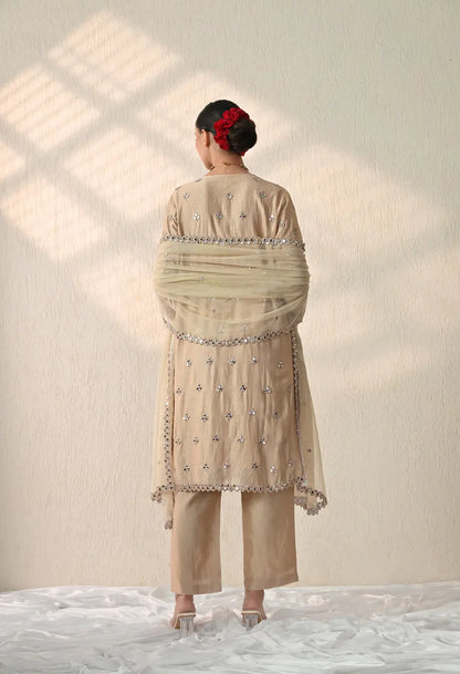 Beige Mirror Kurta Set