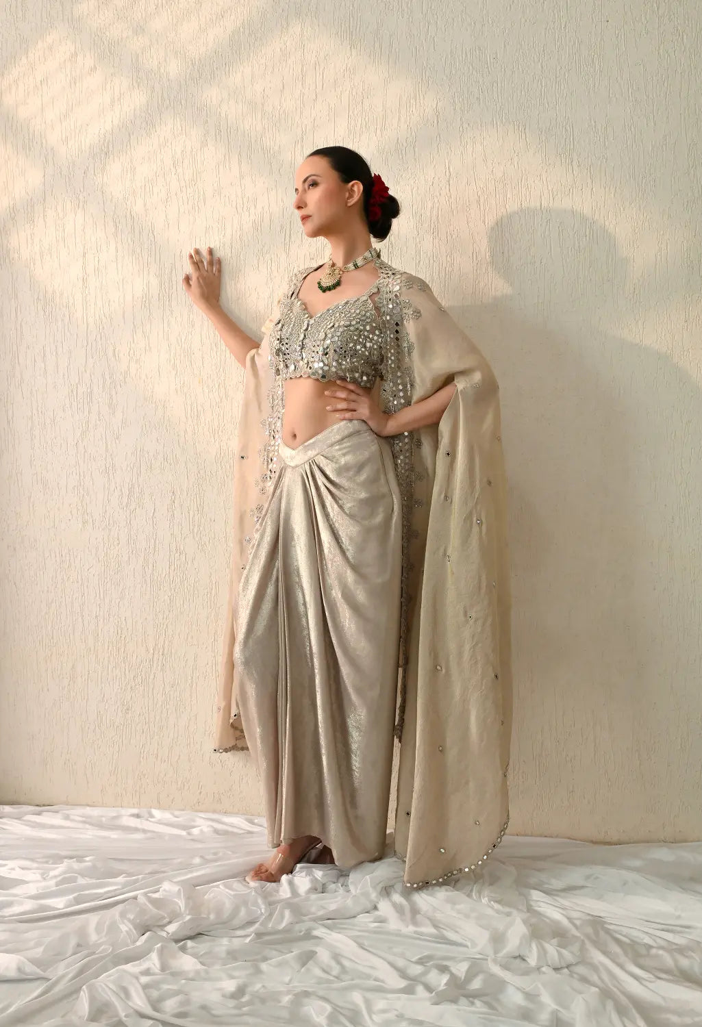 Three Piece Dhoti Cape Set