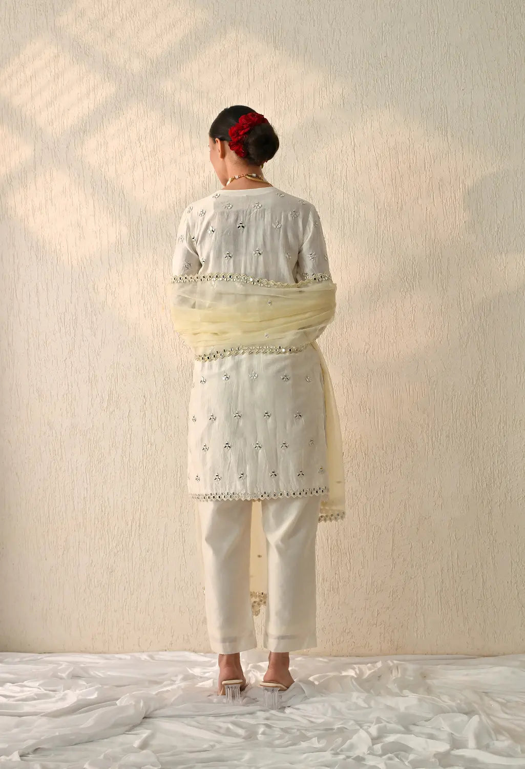 White Mirror Kurta Set