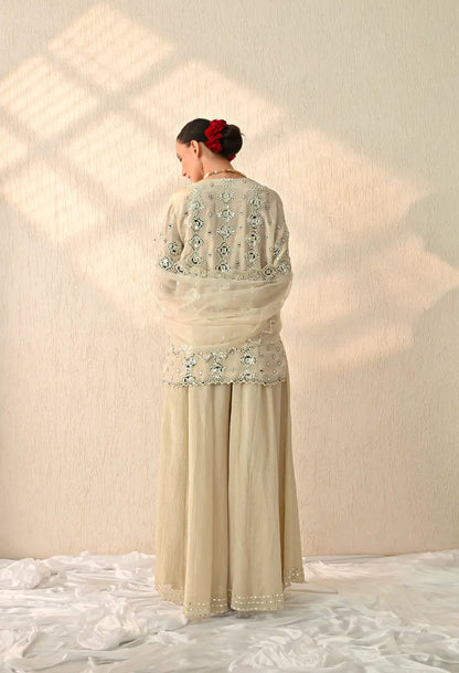 Ivory Mirror Sharara Set