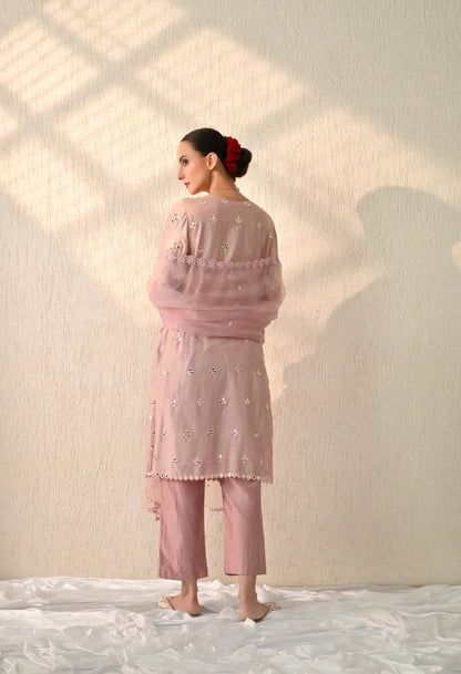 Peach Mirror Kurta Set