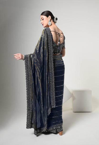 Imperial Blue Celestial Drape Saree