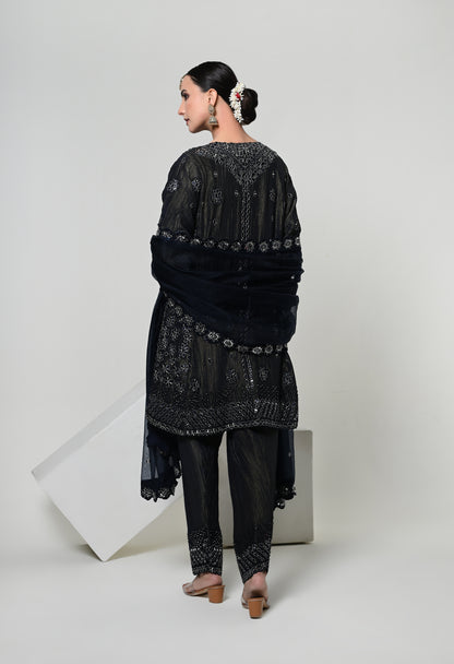 Imperial Blue Classic Mirror Work Kurta Set