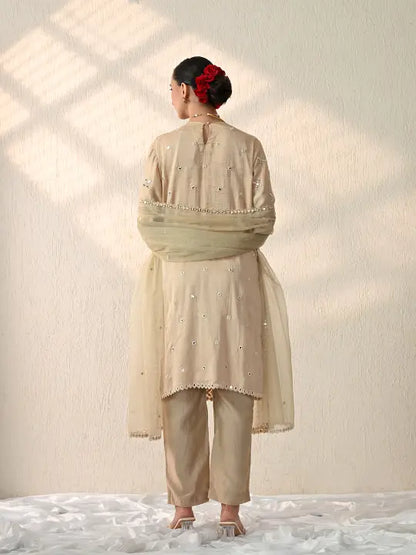 Beige Mirror Kurta Set