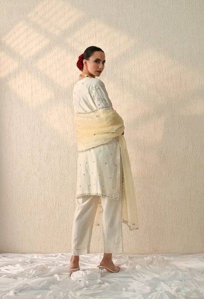 White Mirror Kurta Set