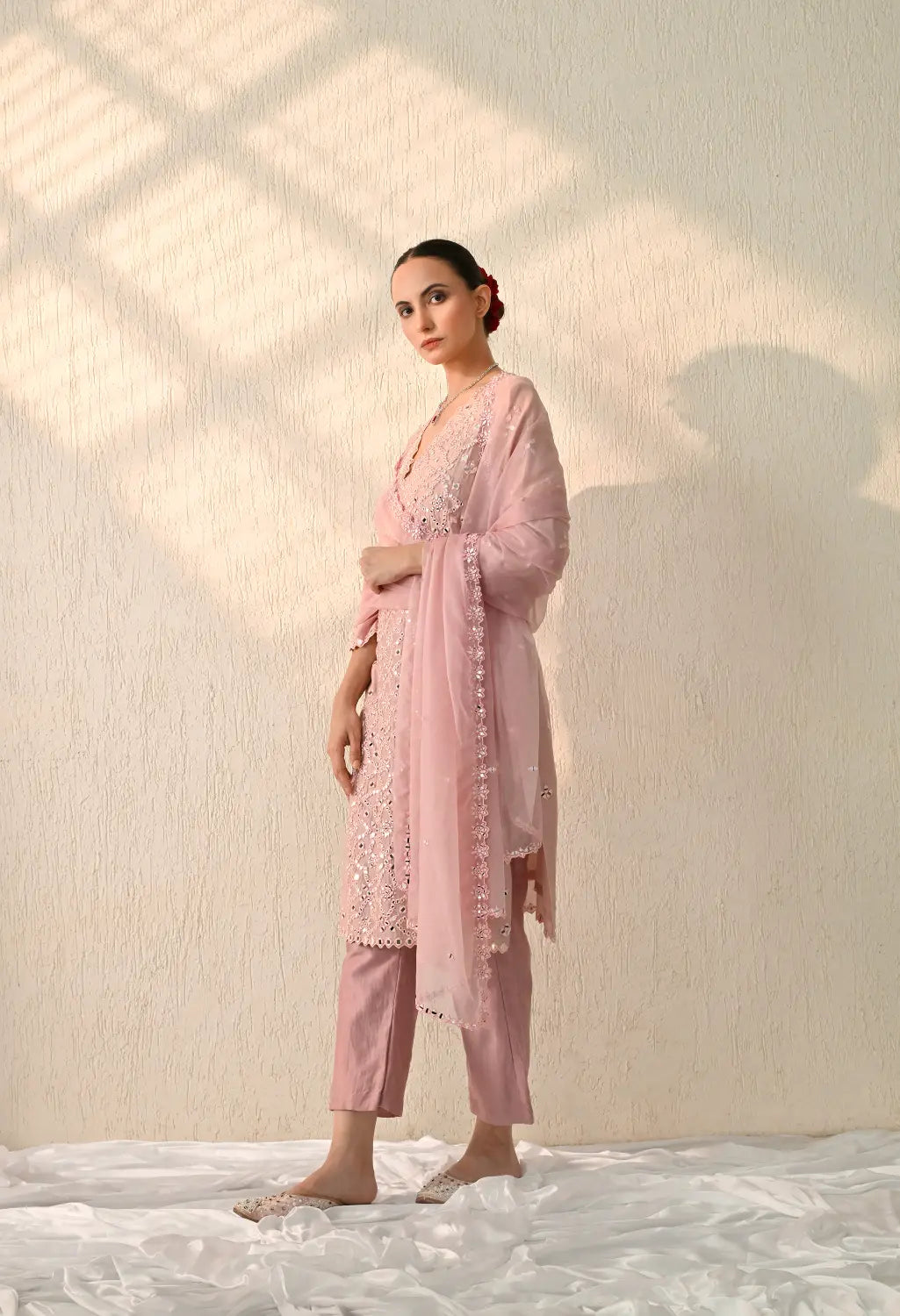 Peach Mirror Kurta Set
