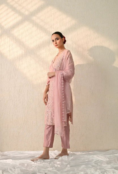 Peach Mirror Kurta Set