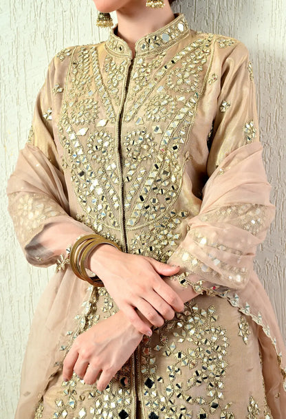 Sand Colour Blouse and Skirt Set