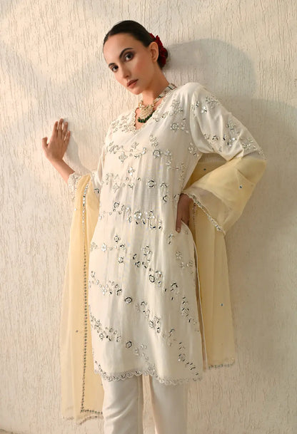 White Mirror Kurta Set