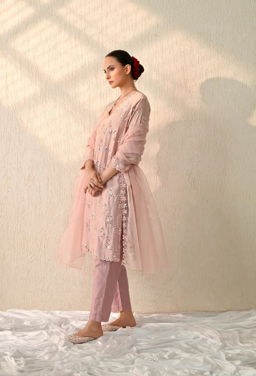 Peach Mirror Kurta Set