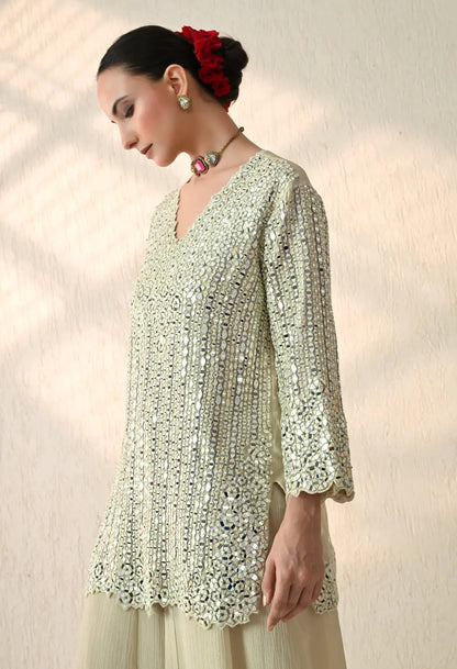 Beige Mirror Kurta Set