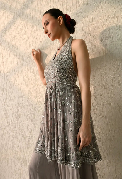 Smoke Grey Peplum Set