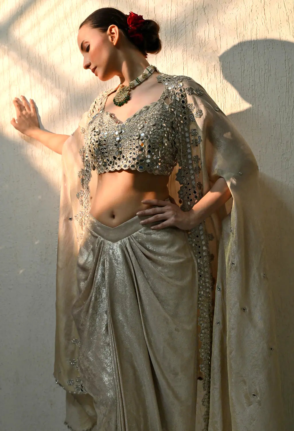 Three Piece Dhoti Cape Set